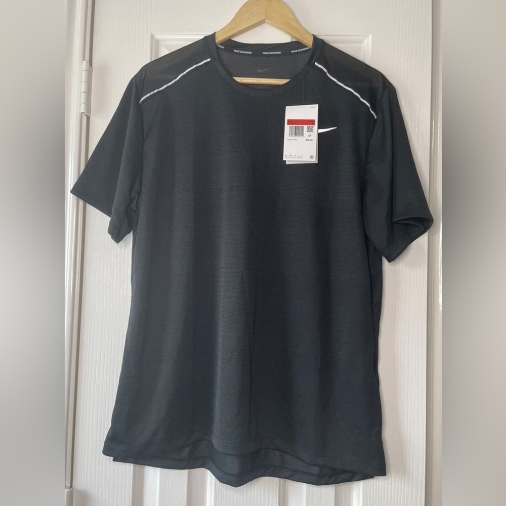 Nike Men's Dri Fit Running Black Shirt Sz Large